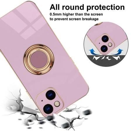 IC iPhone 14 etui med 360 graders roterende ring kickstandholder 2 stk