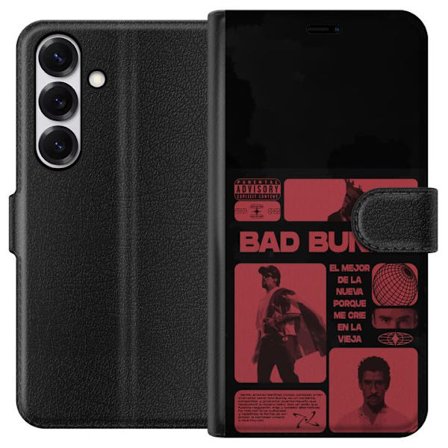 Kompatibel Tegnebogsetui til Samsung Galaxy S25 Bad Bunny NFL-inspireret skjoldlogo med amerikansk fodbold og stjerner