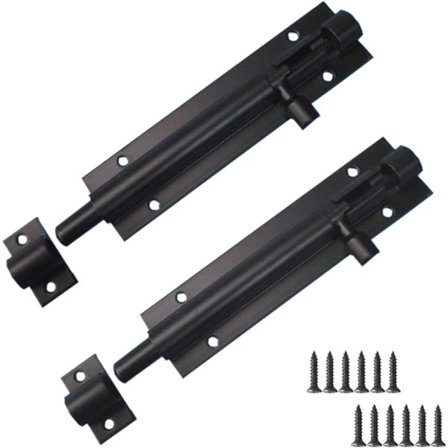 2 st dörrlås, rostfritt stål låsbult glidlås för ytterdörr trädgårdsfönster och dörrar, 12,7 cm, svart