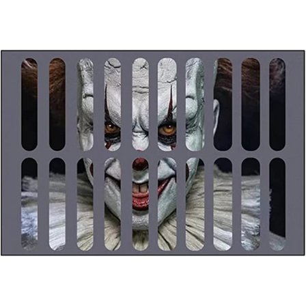 JUSTUP Halloween-dørmatte, skrekkfilm-dørmatte, 16x24 tommer/40x60 cm, klovnedørmatte, 3D-illusjonsteppe, sklisikkert Halloween-dørmatte, utendørs 