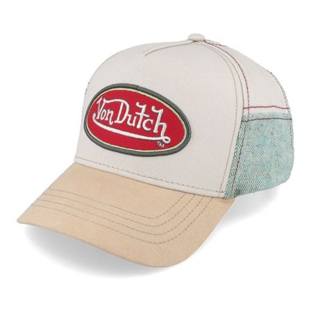 Von Dutch - Beige adjustable Keps - Oval Patch Beige/Teal Adjustable @ Hatstore