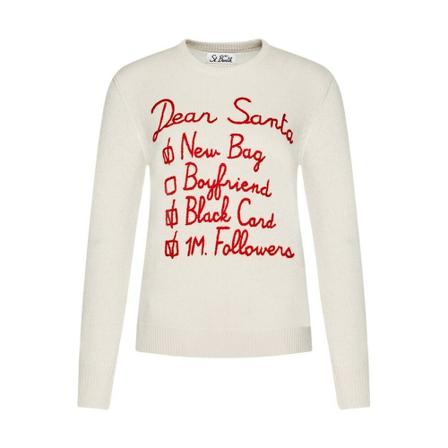 Saint Barth, Round-neck Knitwear Wit, Dames, Maat:L