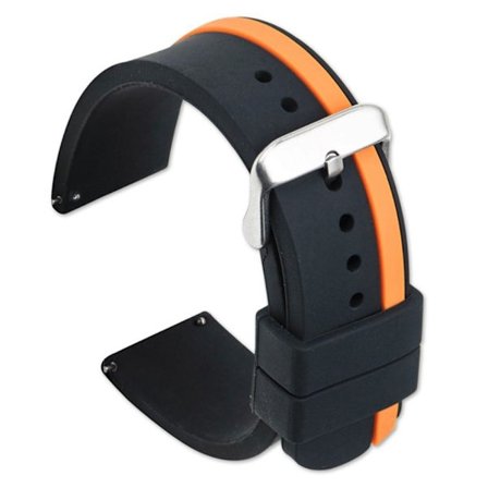 Huawei Watch GT 2 / 3 / 3 Pro / Samsung Galaxy Watch6 Classic Replacement Strap Dual-Color Silicone Watch band - Black / Orange