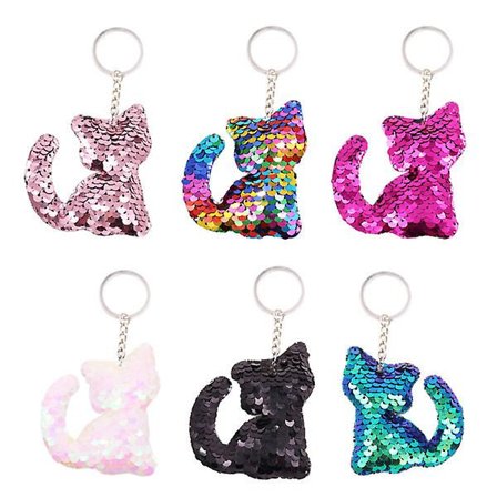12 st Nyckelringar med kattmotiv för bilnycklar - Festliga kattnyckelringar med paljetter