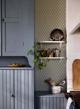 Duro Tapet, Lillstugan 541-04 Gammalsvenska Papper, L, Blå, Färg & tapeter