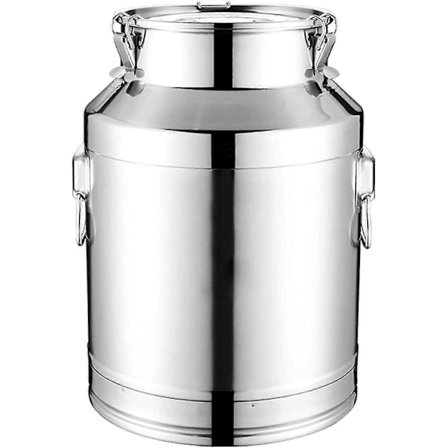 Matvarekvalitet Rustfritt Stål Melkekanne - L Størrelse, Heavy Duty Oppbevaring og Transportbøtte med Tettsittende Lopp