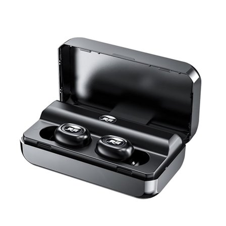 Trådlöst Bluetooth-headset med LED-spegel, binauralt, mini, för sport och samtal, 12,5 x 10 x 3,5 cm, svart