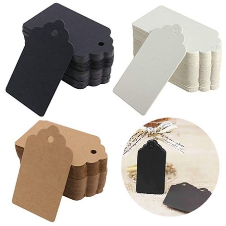 300 st vågigt kraftpapper blomma hängetiketter Jul bröllopsfest kraftpapper present hängetiketter 5*3 cm