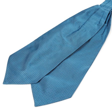 Cravatta ascot in seta blu con fantasia a pois per uomini - Cravatte ascot/Plastron