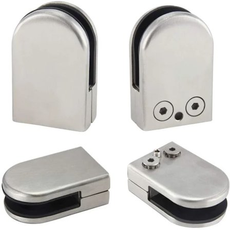 4 stk. Glasbeslag 6-8mm Glasklemmer, Justerbar Tilslutningsklemme, til Balustrade Trappe Rækværk Vindue, Sølv