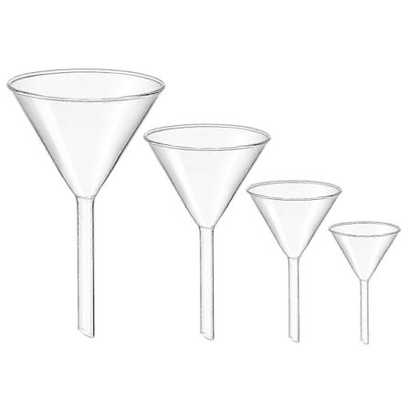 4 stk Laboratorieglass-trakter, Skoleundervisningstrakter, Kort Stilk, Eksperimenttrakter, Klare Trakter (FMY)