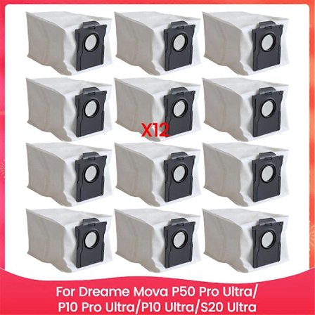 Pölynimurin pölypussi sopii Dreame Mova P50 Pro Ultra/P10 Pro Ultra/P10 Ultra/S20 Ultra -imurin varaosiin 12 kpl