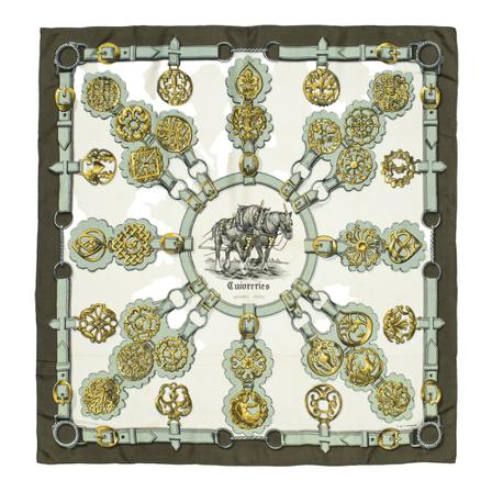 Hermès Vintage, Pre-owned Scarf Groen, Dames, Maat:ONE Size