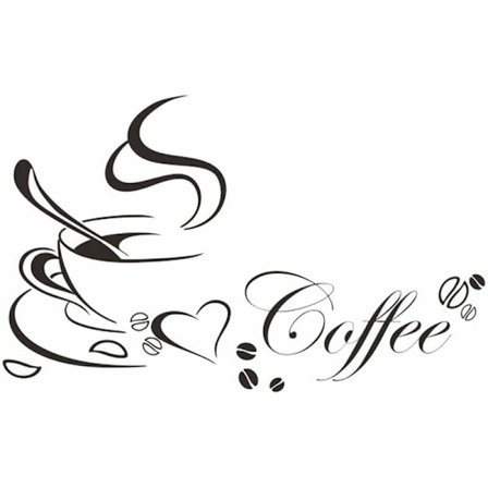 DIY Kaffe Kopp Hjerte Skjønnhet Fjernet Hjem Kjøkken Kunst Veggdekor