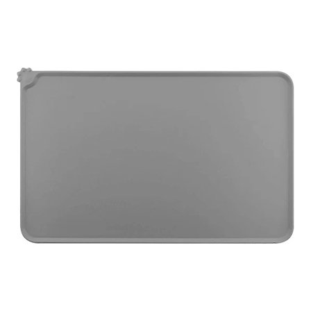 QD-Matte for katt og hund, matskål, tallerken, underlag, brett, silikon, vanntett, sklisikker, kjæledyrmatte (Grå)