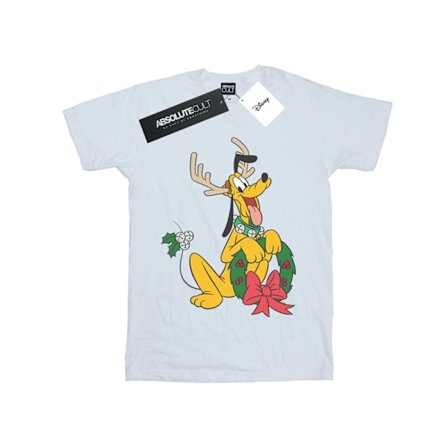 Disney Mens Pluto Christmas Reindeer T-Shirt L Vit