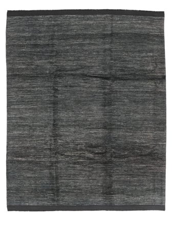 Hand Knotted Battuta Solid Rug 246X303 Wool Black/Dark Grey Large