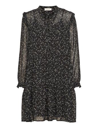 Recycled Polyester Dress Ls Knælang Kjole Sort Rosemunde