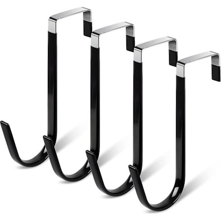 Dørkroker i Svart, 4-pakning, Over Dør Håndkleholder for Frakkhengere