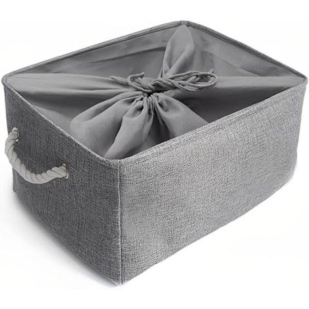 Grå XL, Vaskbar foldbar tyk lærredsopbevaringskurv med