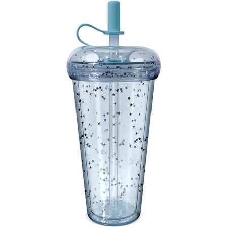 Gjenbrukbar Donut-sugerørkopp med lokk - 18oz dobbeltvegget plastbeger Reise Iskoffekrus Klar Smoothie Milkshake-flaske Kald varm drikkevann