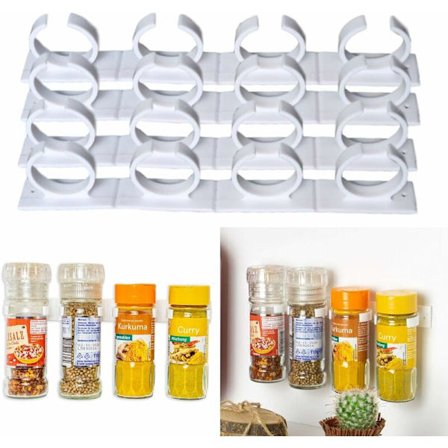 4 x 4 urte- og krydderorganisator for 16 bokser, krydderholder med klips for sett