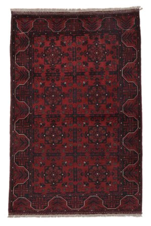 Anudada A Mano Afghan Khal Mohammadi Alfombra 98X150 De Lana Negro/Rojo Oscuro Pequeño