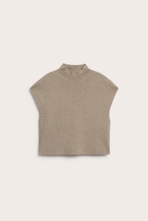Kappahl | Stickad väst med krage Beige S | Beige