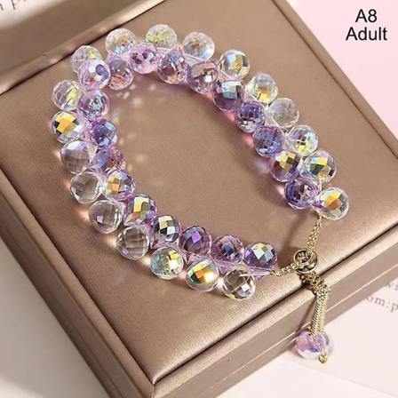 Nytt kunstig Østerrike krystallarmbånd mote skinnende steinperler elastisitet Purple aldult