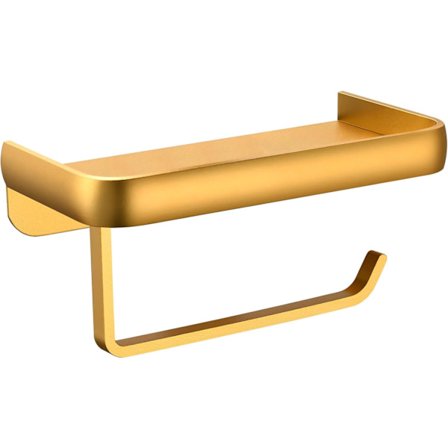 WC-paperiteline puhelintelineellä, itseliimautuva seinäkiinnitys, täysmetallinen kylpyhuoneen säilytysteline, ruostumaton ja monitoiminen (Kulta)