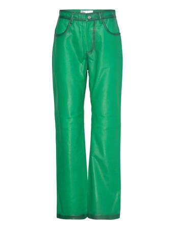 Pompay Pants Bottoms Trousers Leather Leggings-Bukser Green Hosbjerg