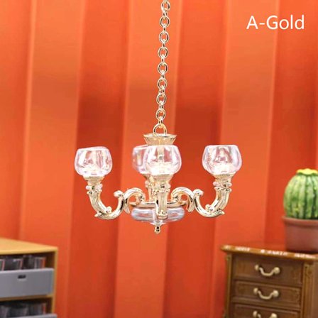 1:12 Dockhus Miniatyr Ljuskrona Light Taklampa Light Fu