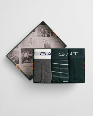 GANT Herren 3er-Pack Boxershorts mit Streifen in Geschenkbox (L) Grün