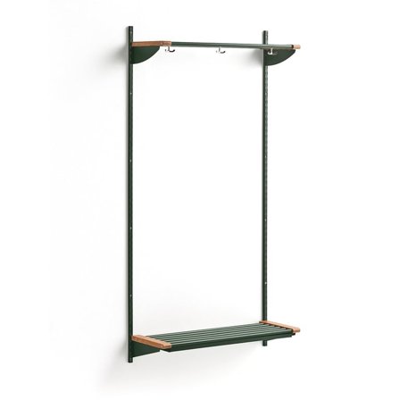 Skoreol JEPPE med hattehylde, grundsektion, grøn/eg, 1790x900x300 mm