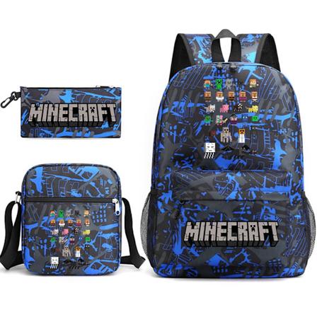 MINECRAFT Ryggsekk Skoleveske Barn Gutter Jenter Trykt Student Skoleveske Skoleartikler-WELLNESS Light Grey