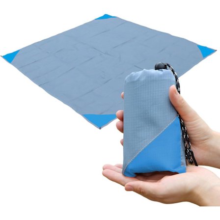 Lomme Picnic Tæppe 140x152 cm - Sandtæt & Vandafvisende Kompakt Strandmåtte, Letvægts Foldbar Camping Presenning Passer i Lille Taske -