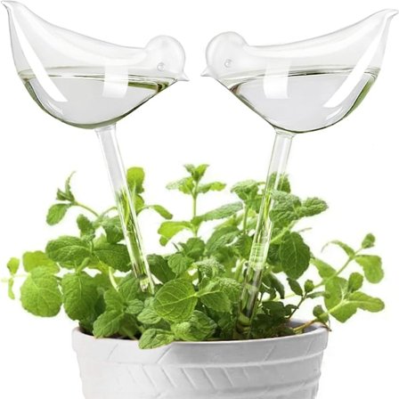 Plantevandingsdryppere, glasplantevandingskugler, selvvandingskugler til planter, automatisk vandingssystem til indendørs og udendørs planter, 2 fugle