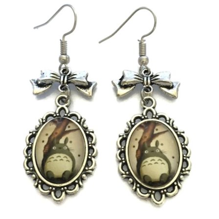 Earrings - Bow - Totoro - Silver
