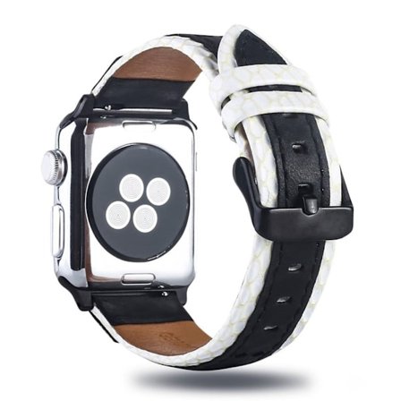 Apple Watch Series 4 40 mm armband i äkta läder - Svart / Vit