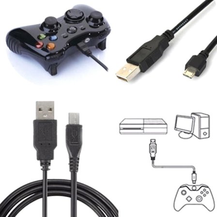 Svart micro USB laddningsdatakabel sladd för playstation 4 ps4