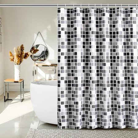 XXL Fortykket, skimmelresistent, vandtæt polyester badeværelsesforhæng - 200 * 200 cm mosaik bruseforhæng til vådrum