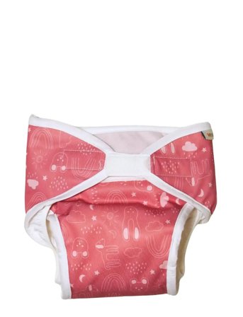Imse Vimse All-In-One Diaper, L 11-16 Kg, Rusty Pink Teddy - Pink - L 11/16KG