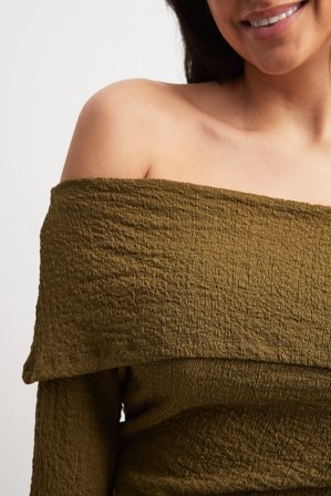 NA-KD Off Shoulder Structured Top - - Vert - XS