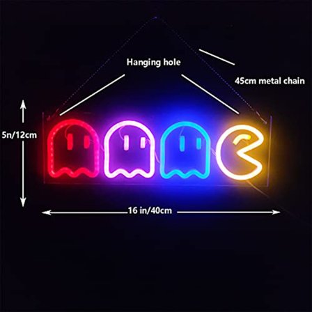 Spel Neon Ghost Logo LED Neonljus Vintage Dekorativ Arkeologi