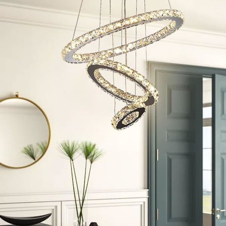 3-rings LED Krystall-Lysekrone Hengelampe Rund Tak