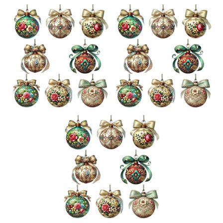 24 stk. Xmas flate kuleanheng i tre til juletrepynt, julebord, hjemmetrepynt