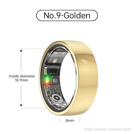 Smart Ring R1000 – Sömnövervakare, Bluetooth 5.0, Blodsyremätare Guld