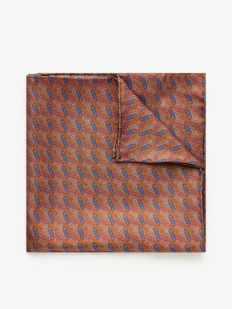 John Henric Men's Brown Pocket Square Motif Size Onesize