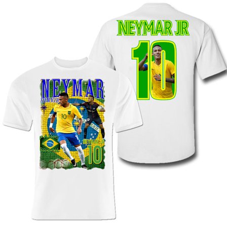 T-shirt Neymar Brasil & Paris med tryck fram & bak