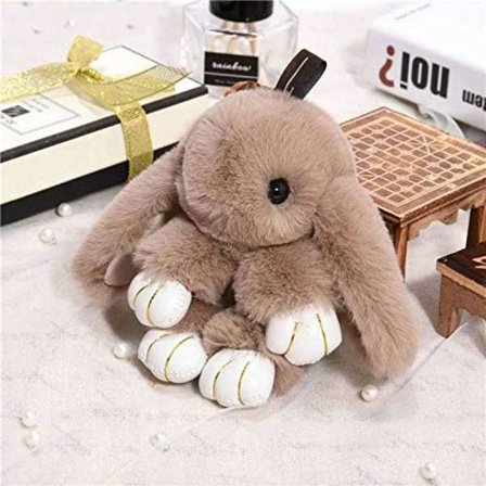 Jelly Bunny Nøkkelring Søt Nøkkelring Myk Fuskepels Nøkkelring Bilveske Nøkkelring Fuskeplysj Fylt Kanin Anheng Passer for Kvinner Jenter